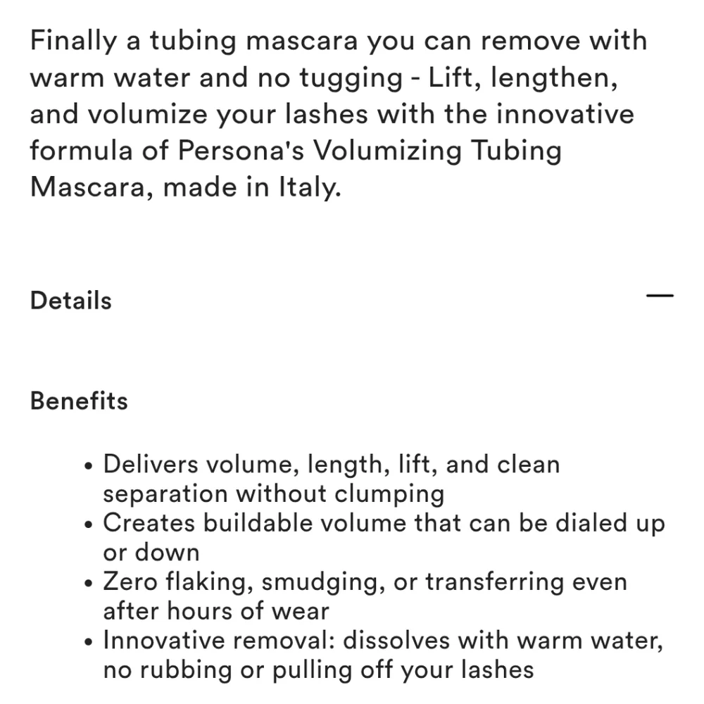 Persona Black Tubing Mascara NEW